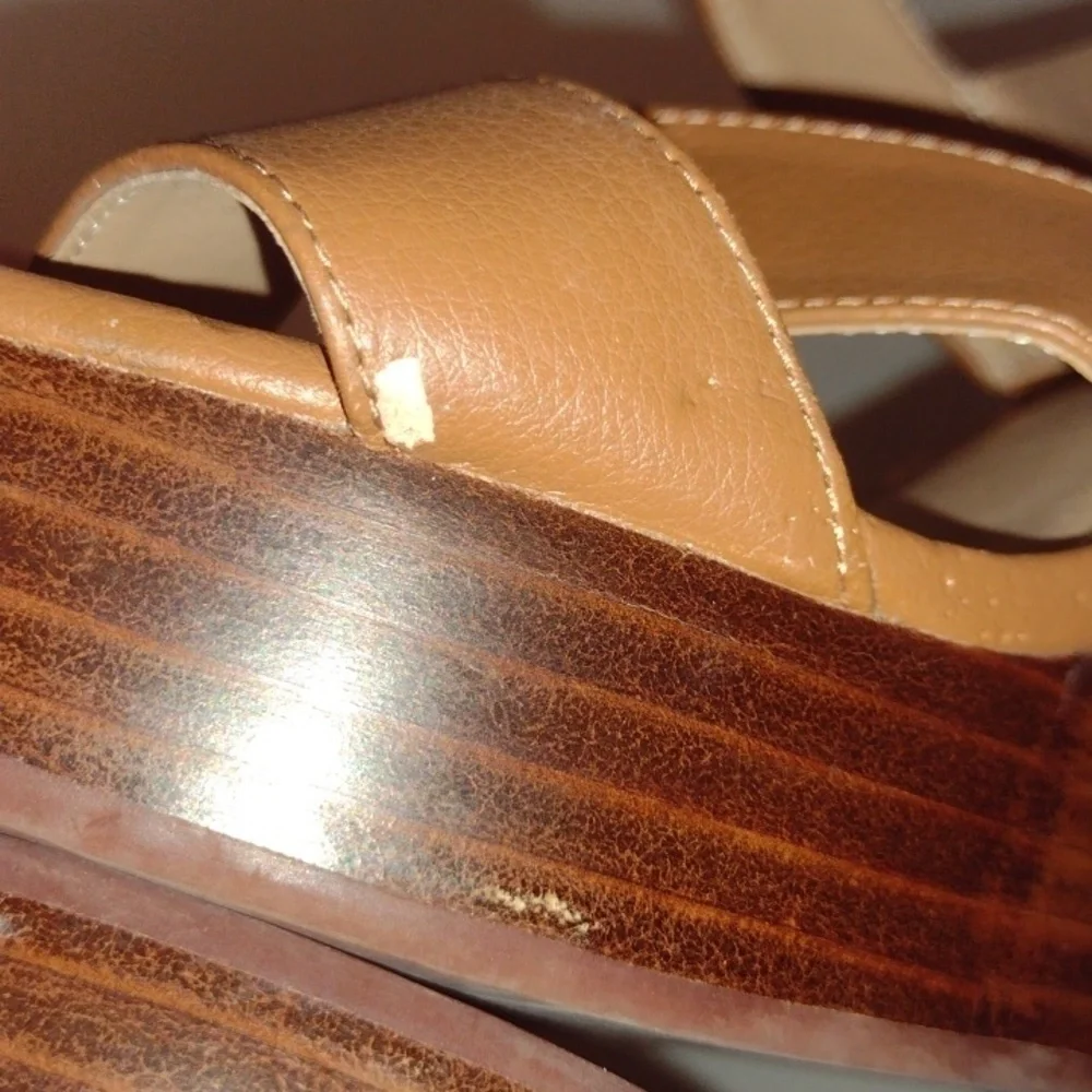 14th & Union Narissa Slingback Wedge Sandal Cognac Brown Women’s Shoes  size 7.5